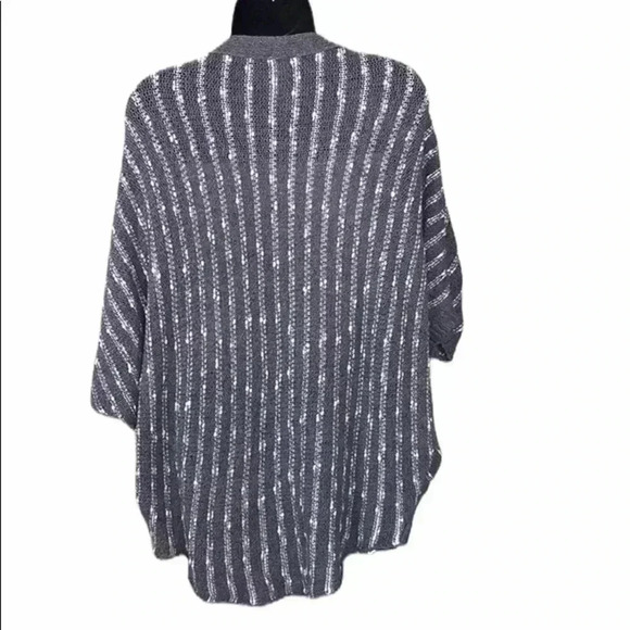 Free People Oversized Striped Knitted Gray White Cardigan Kimono Size S—… - Picture 2 of 6